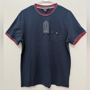 Ben Sherman Collegiate Ringer Dark Crewneck Tee w/ red and white trim